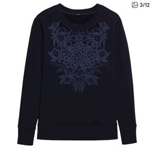 J. Crew Navy Floral Lace Sweatshirt